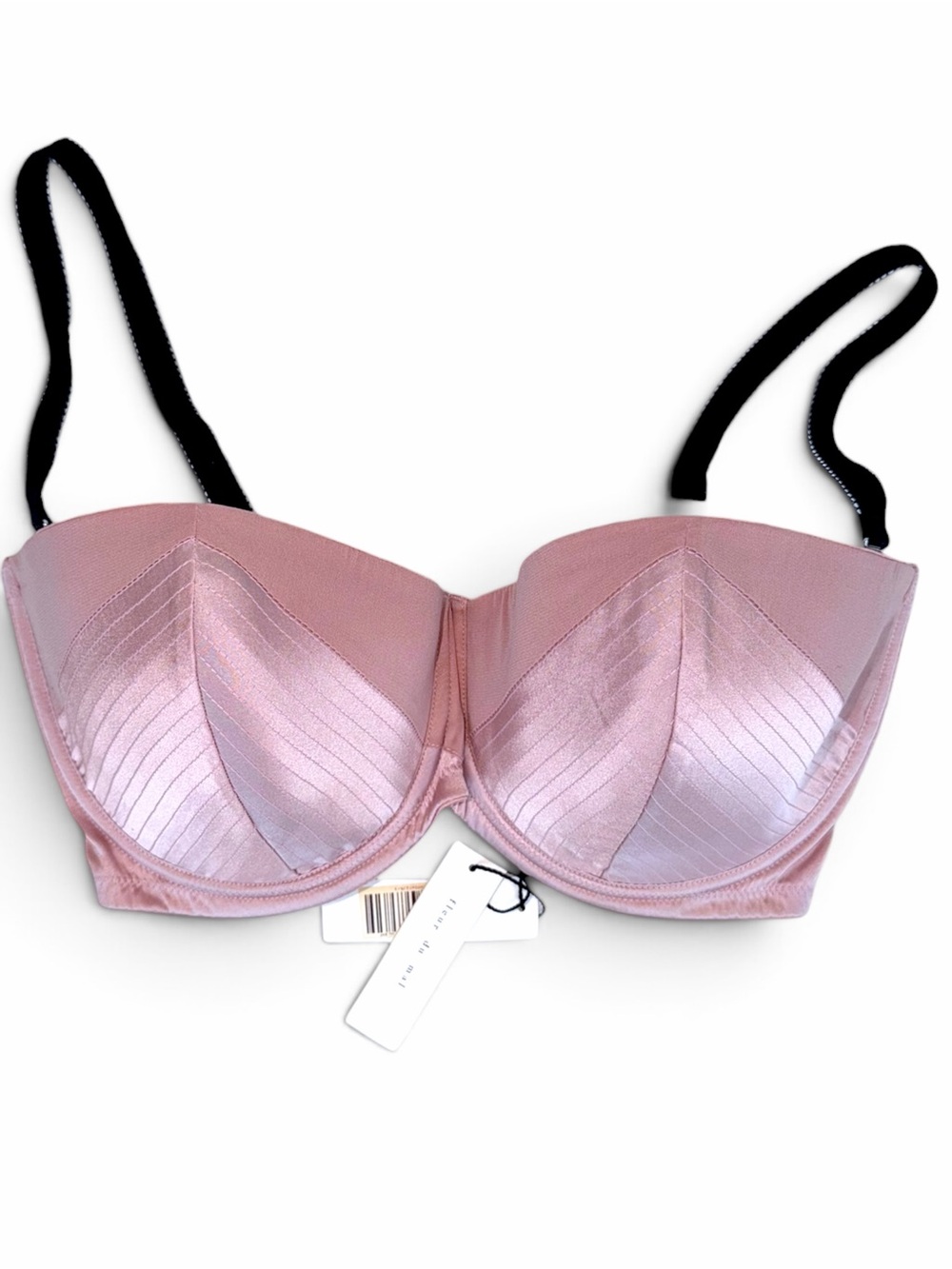 Fleur du Mal Top Stitch Convertible Silk Balconette Strapless Bra Pink NWT